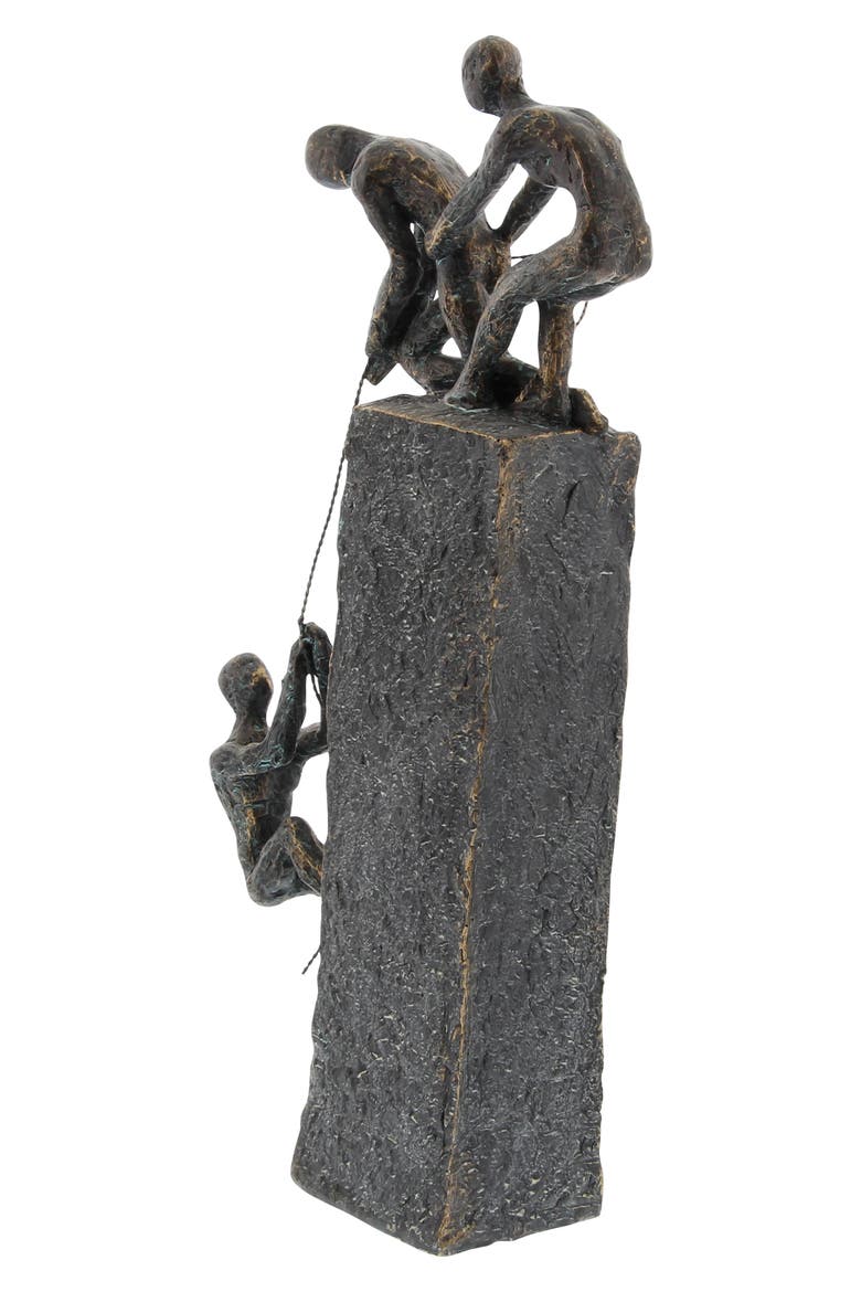 Gray Polystone Climbing People Sculpture, Alternate, color, GREY