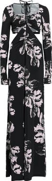 AllSaints Cynthia Floral Cutout Long Sleeve Maxi Dress