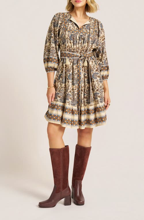 Matty M . Cassia Mixed Print Cotton Dress In Gray