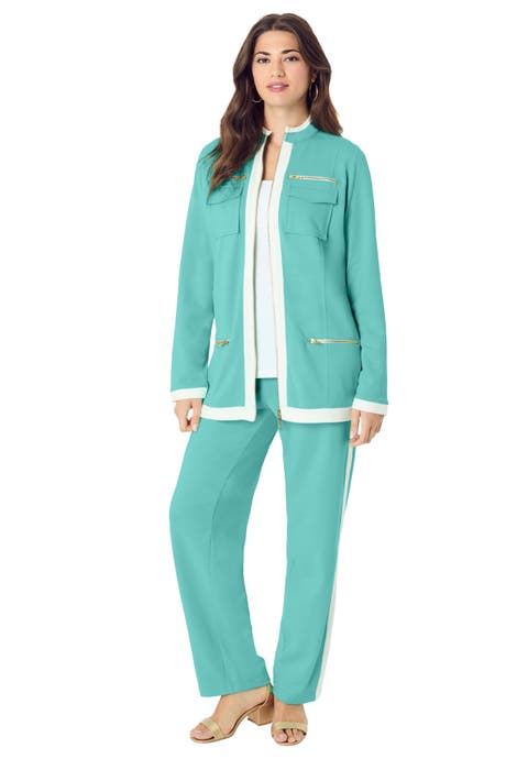 Side Stripe French Terry Pull On Pant Set (Plus)