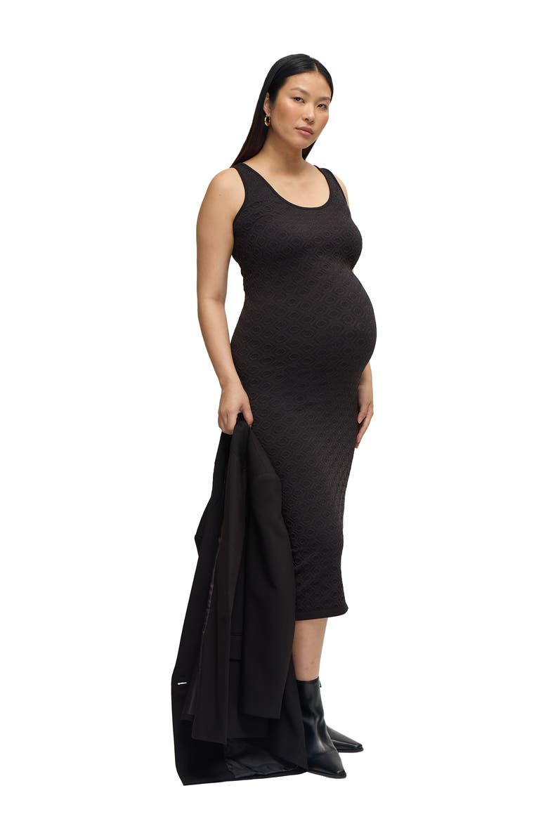 Ingrid & Isabel Maternity Sleeveless Seamless Midi Dress, Alternate, color, Black