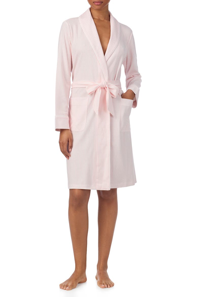 Print Cotton Blend Robe, Main, color, PINK STRIPE