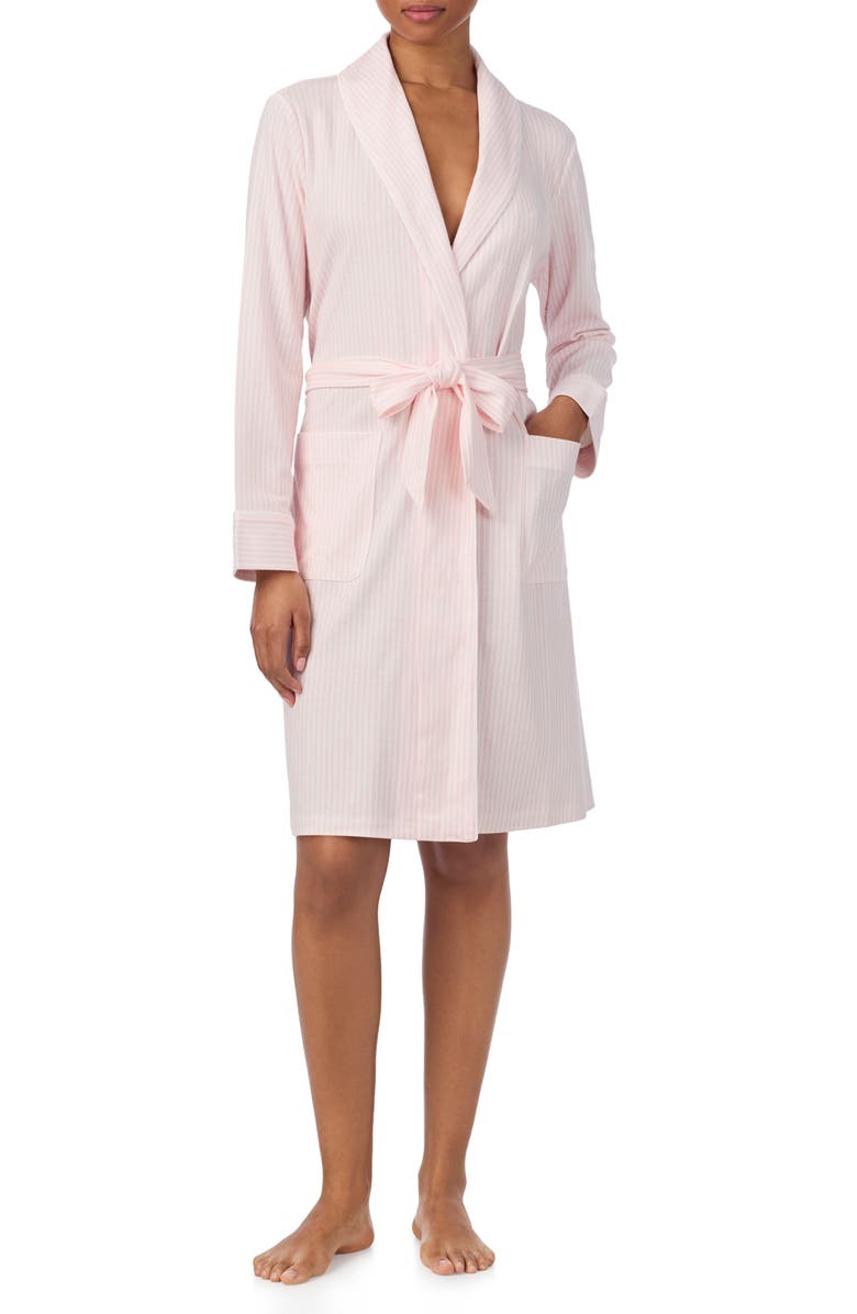 Lauren Ralph Lauren Print Cotton Blend Robe, Main, color, Pink Stripe