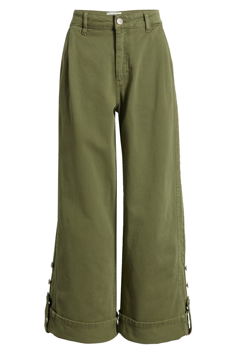 Wylie Button Cuff Wide Leg Organic Cotton Jeans, Alternate, color, KHAKI