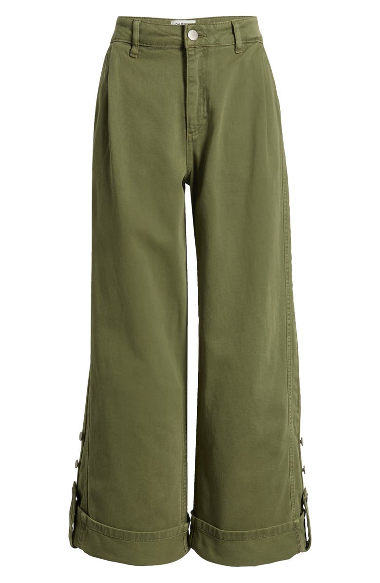 Damson Madder Wylie Button Cuff Wide Leg Organic Cotton Jeans, Alternate, color, Khaki