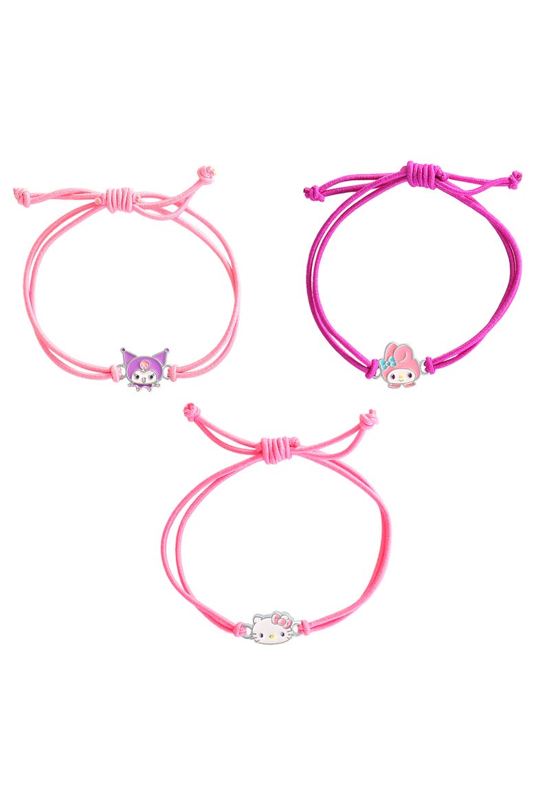 Cord Bracelet with Kuromi, My Melody, Hello Kitty, 3 Piece Set, Main, color, Pink