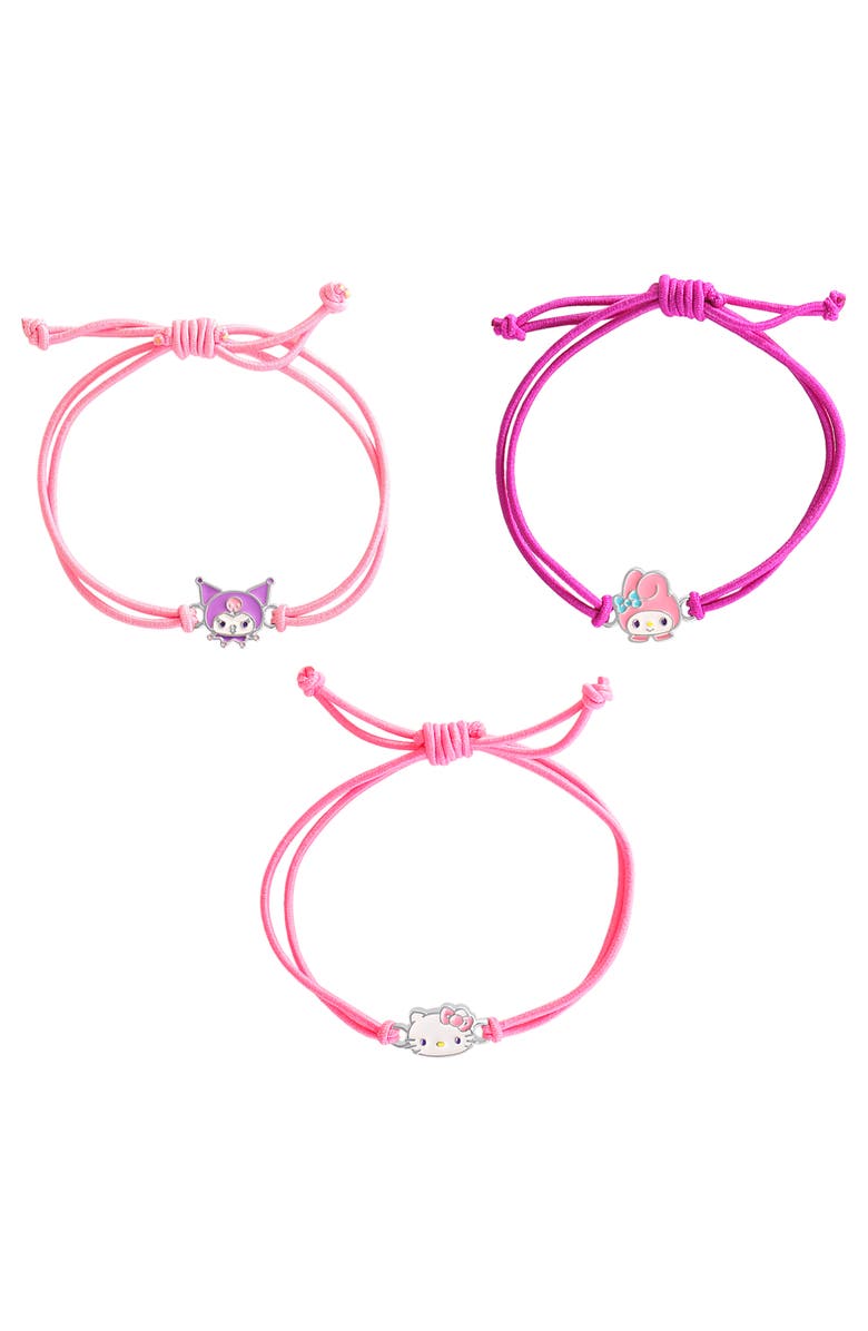 Hello Kitty Cord Bracelet with Kuromi, My Melody, Hello Kitty, 3 Piece Set, Main, color, Pink