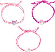 Hello Kitty Cord Bracelet with Kuromi, My Melody, Hello Kitty, 3 Piece Set