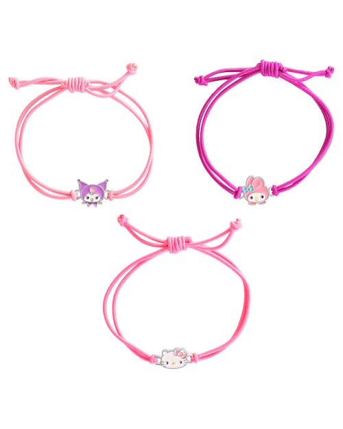 Cord Bracelet with Kuromi, My Melody, Hello Kitty, 3 Piece Set in Pink at Nordstrom