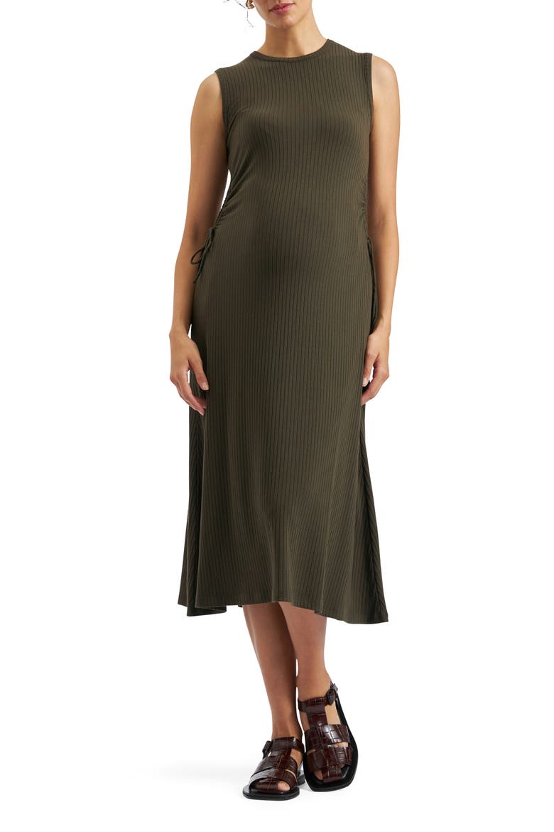 Carol Rib A-line Dress, Main, color, KHAKI