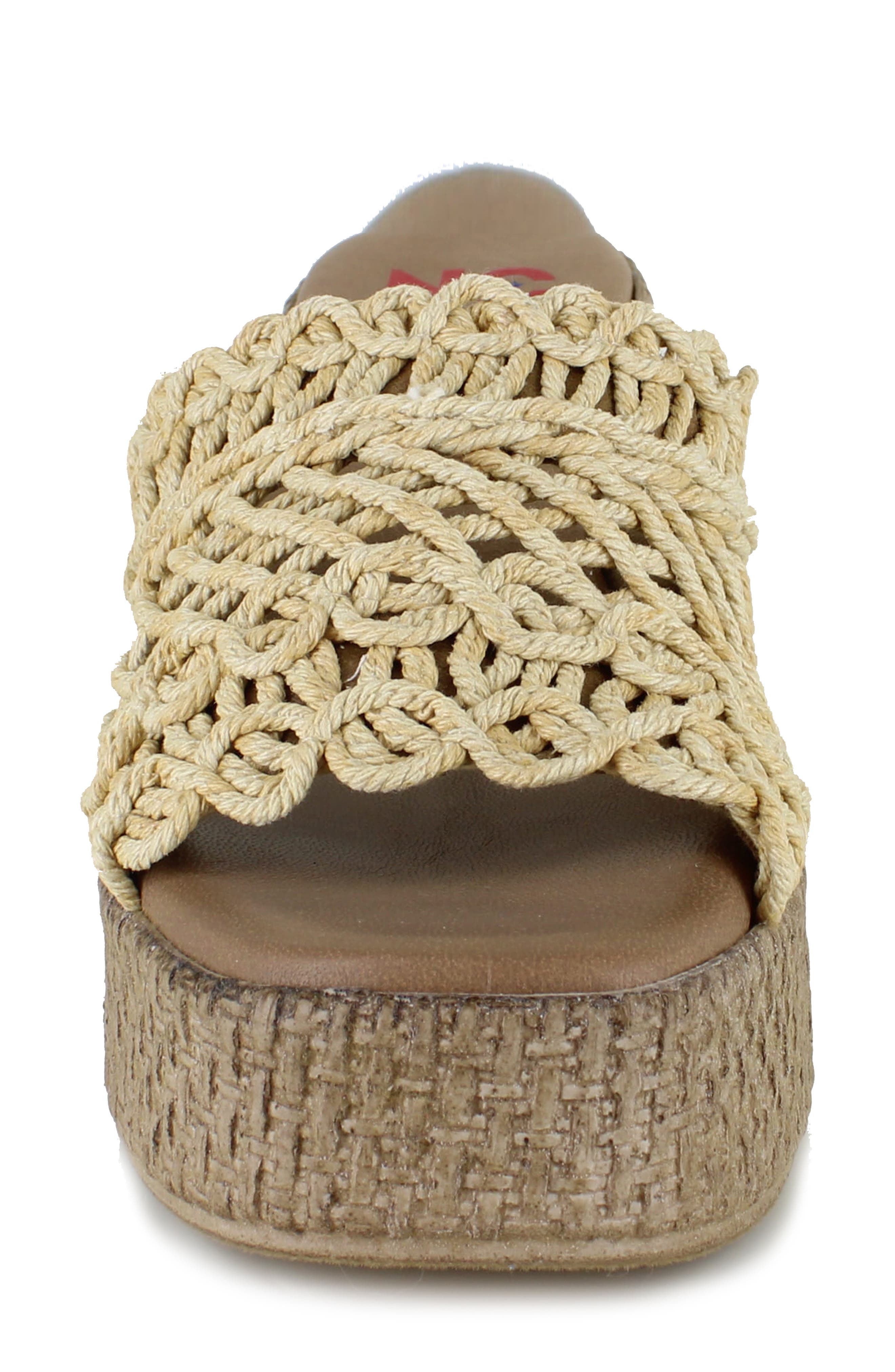 Callela Platform Slide Sandal, Alternate, color, NATURAL FABRIC