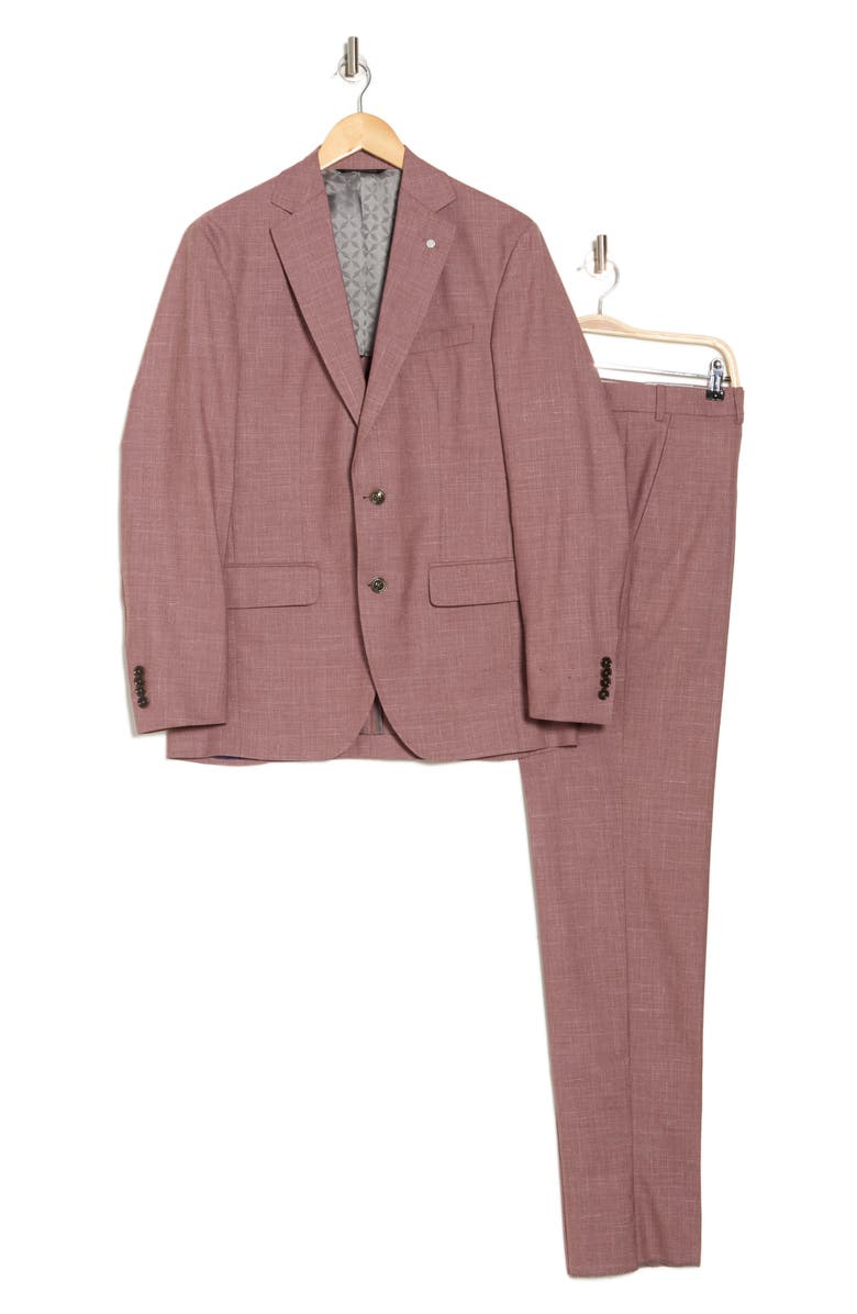 Ted Baker London Karl Slim Fit Coral Crosshatch Wool Blend Suit, Alternate, color, Coral