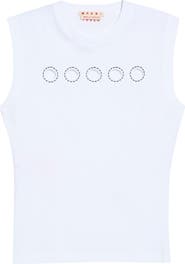 Marni Cutout Dots Sleeveless Cotton T-Shirt
