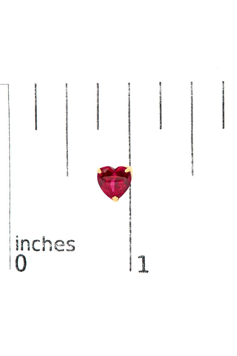 18K Yellow Gold 6x6 MM Created Red Ruby Heart Solitaire Stud Earrings, Alternate, color, Yellow Gold
