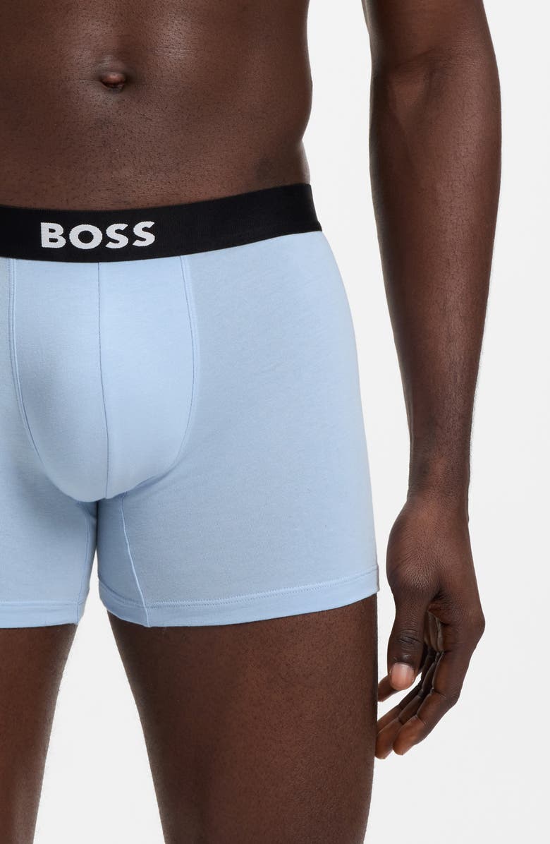 BOSS Assorted 3-Pack Power Stretch Cotton Boxer Briefs, Alternate, color, Open Blue