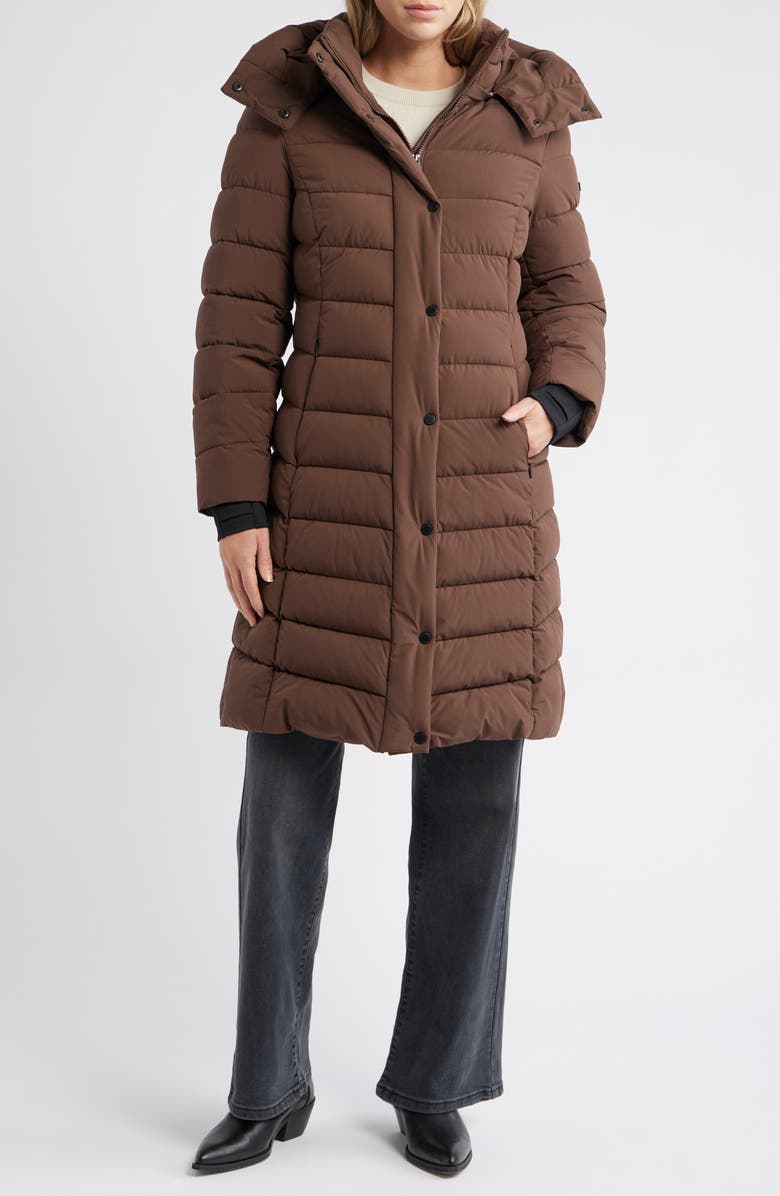 BCBG Max Azria Water Resistant Hooded Puffer Jacket, Alternate, color, Espresso