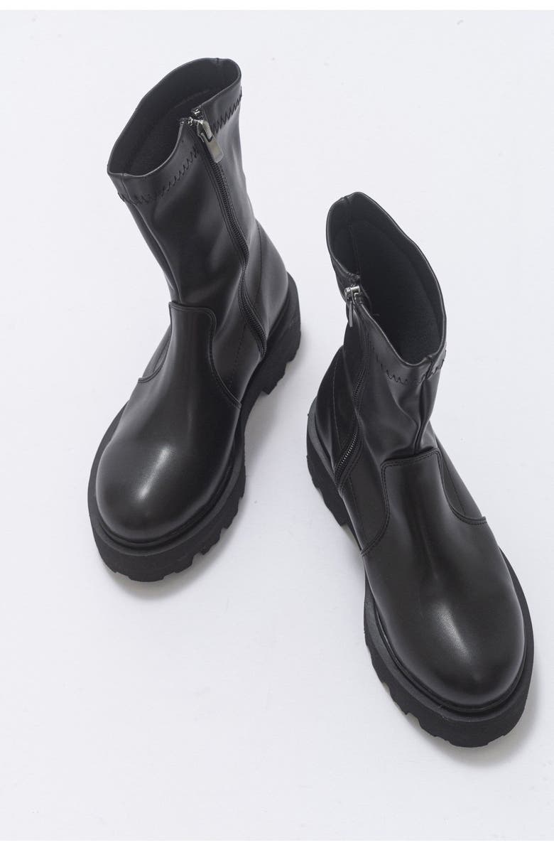 Prologue Shoes Rush Bootie, Alternate, color, Black Faux Leather