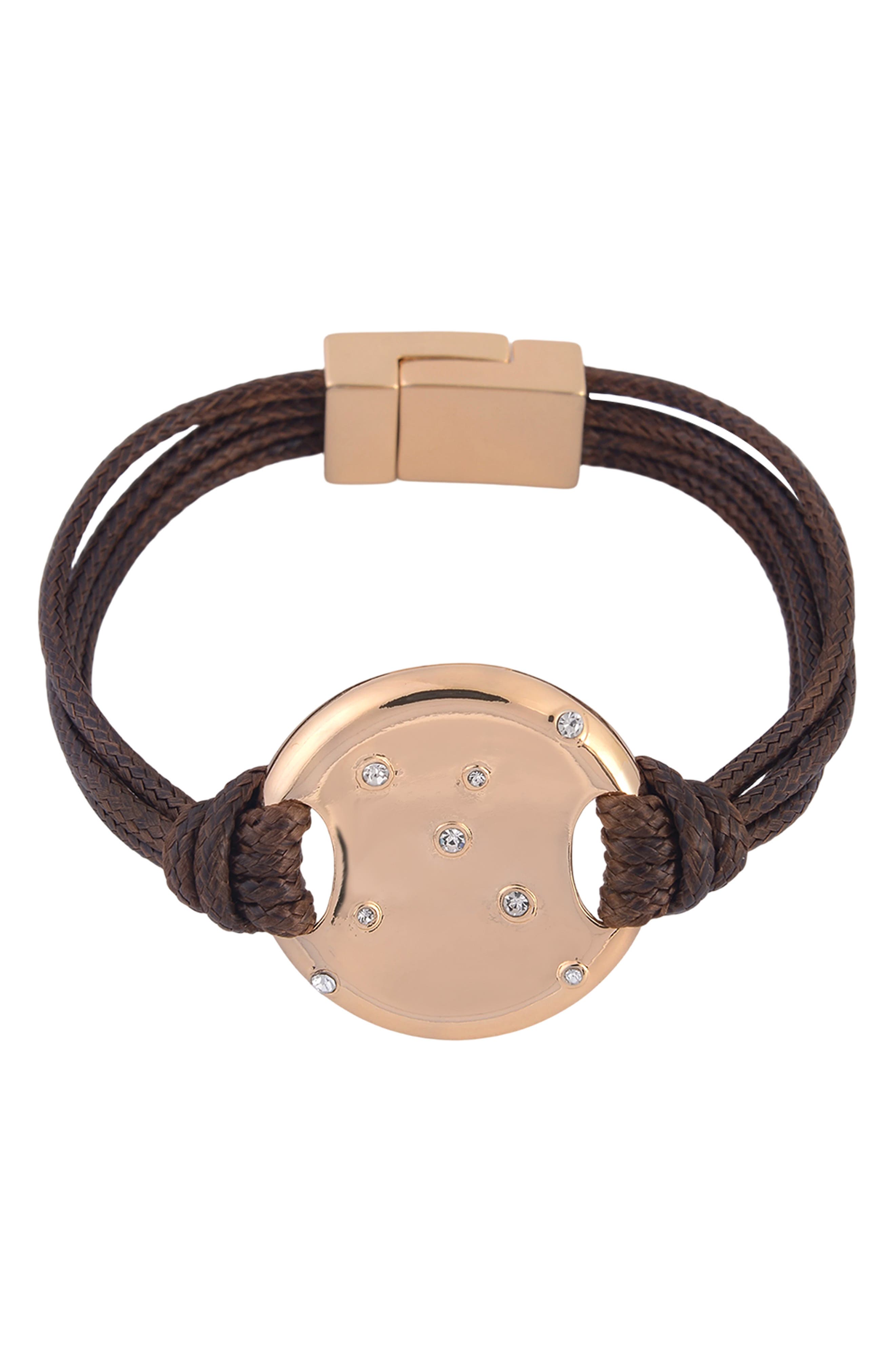 Laundry by Shelli Segal Crystal Suede Layered Bracelet
