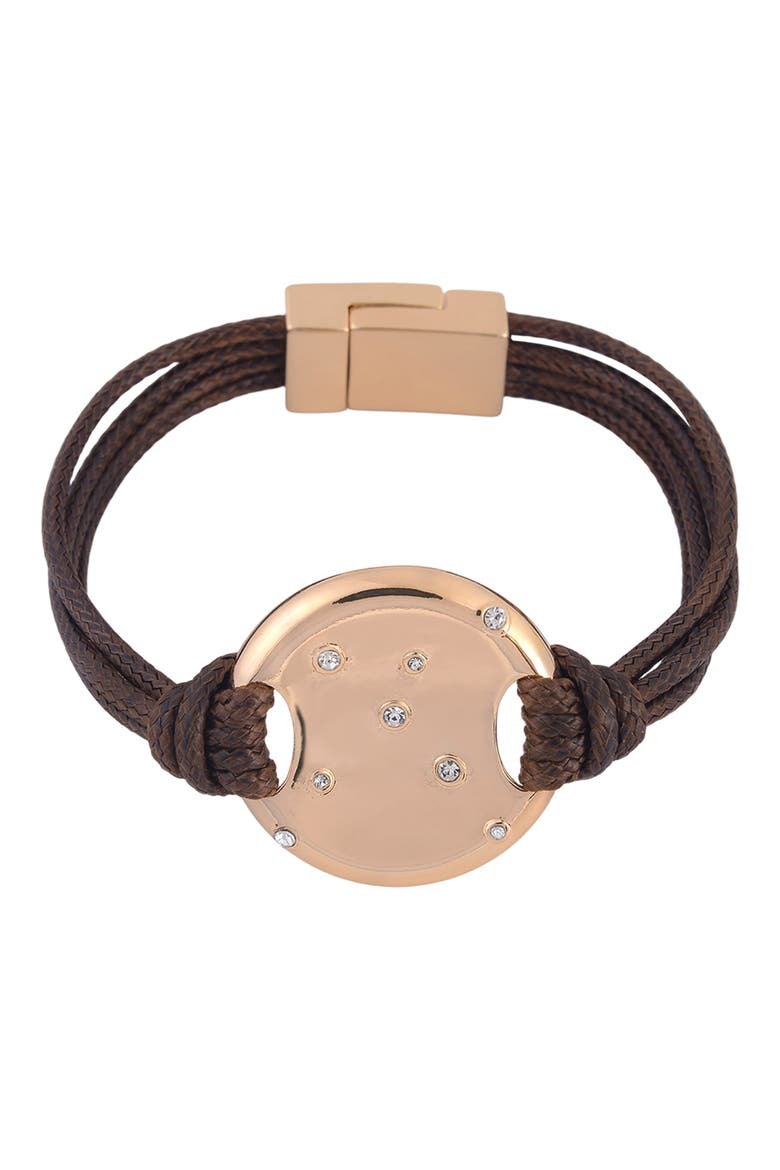 Crystal Suede Layered Bracelet, Main, color, BROWN