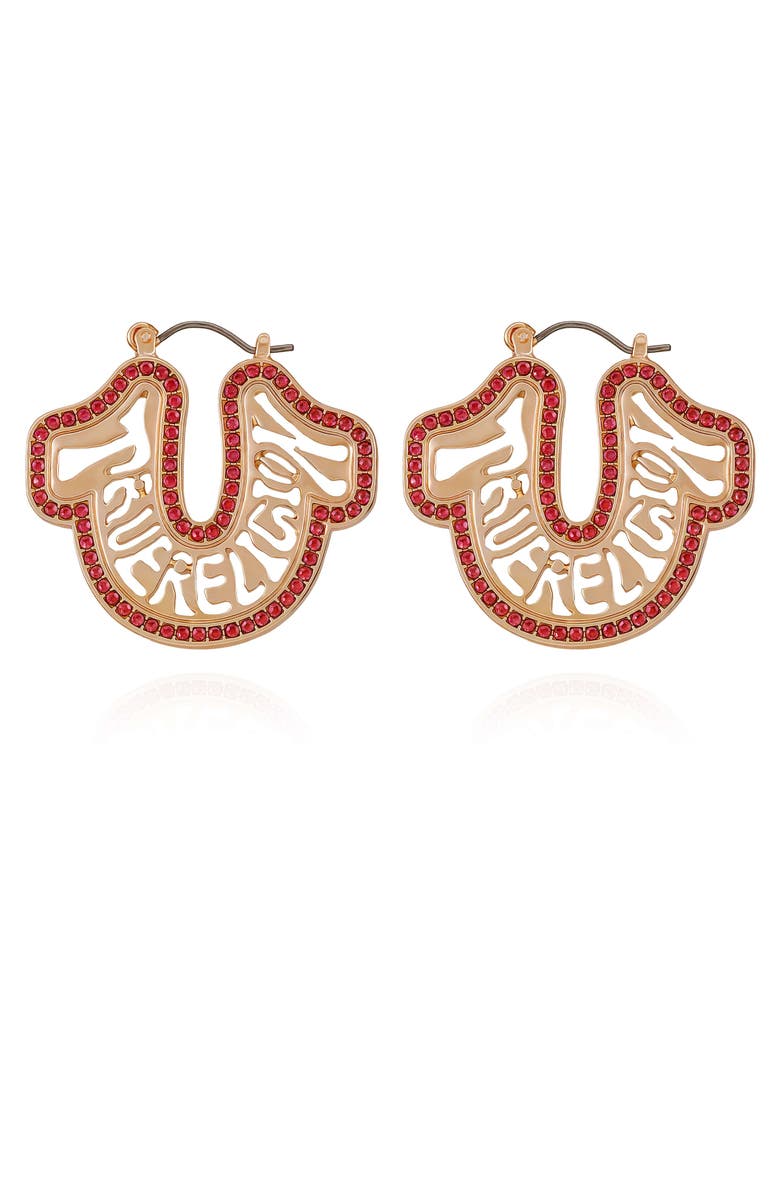 True Religion Logo horseshoe hoop, Main, color, Rose Gold