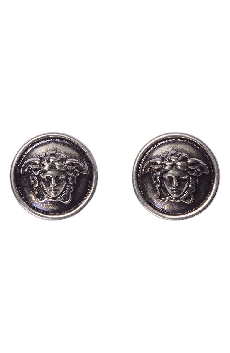 Versace Le Medusa Stud Earrings, Main, color, Palladium 82