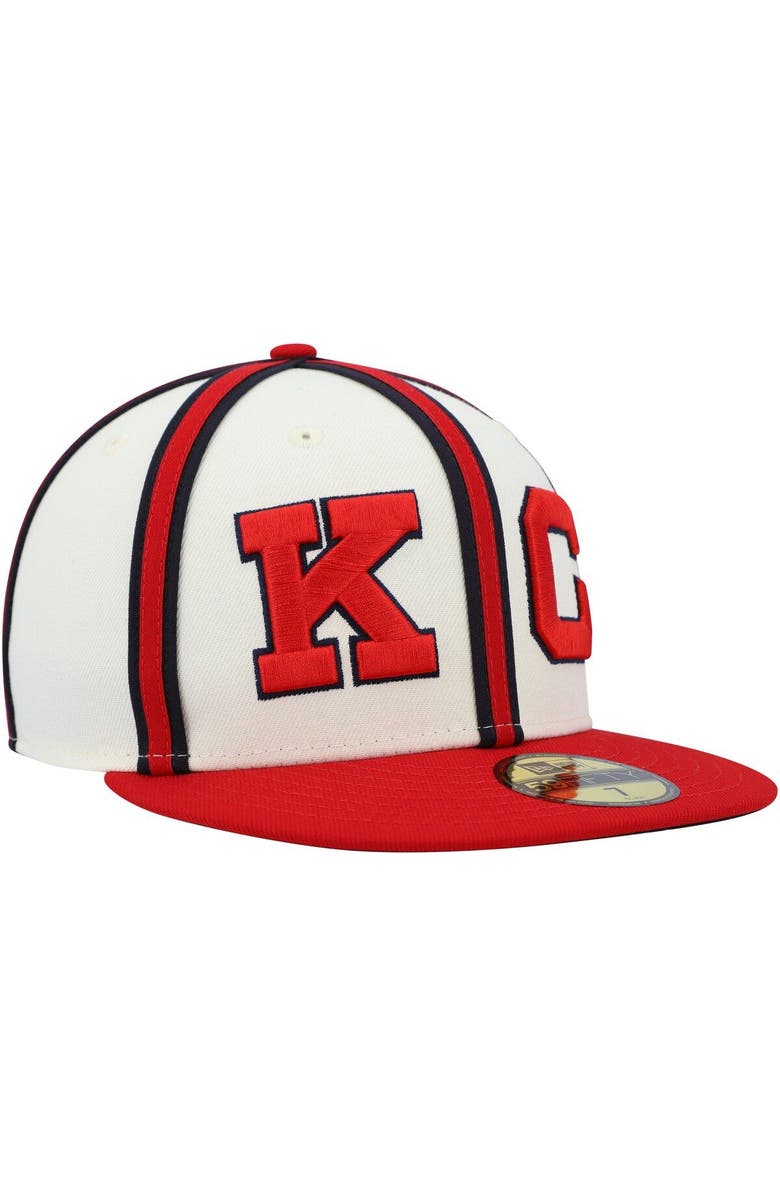 New Era Men's New Era Cream/Red Kansas City Monarchs Cooperstown Collection Turn Back The Clock 59FIFTY Fitted Hat, Alternate, color, Cream