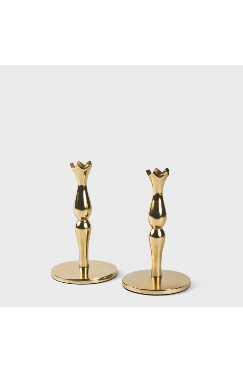 Mela Artisans Holiday Accents Brass Candlesticks Set, Main, color, Gold - 6"