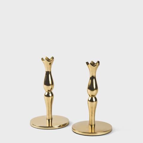 Holiday Accents Brass Candlesticks Set