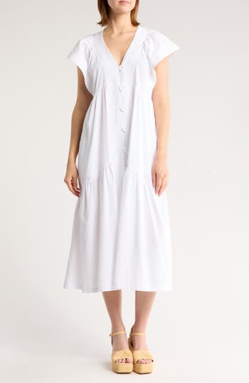 Area Stars Bea Button Front Dress In White