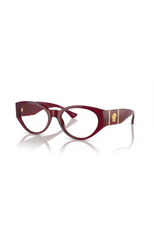 Versace 54mm Oval Optical Glasses In Burgundy