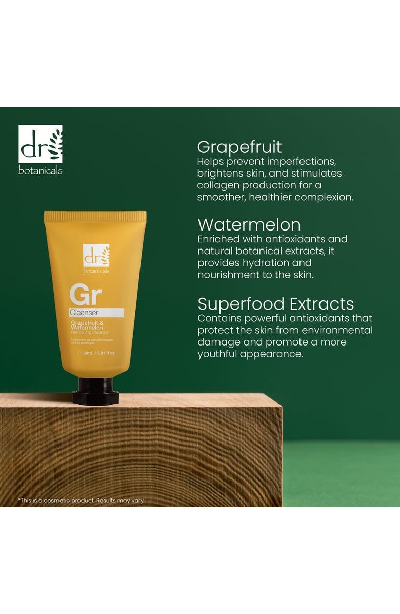 DR BOTANICALS Grapefruit 
Watermelon Refreshing Cleanser 30ml x 3 Trio Set, Alternate, color, 