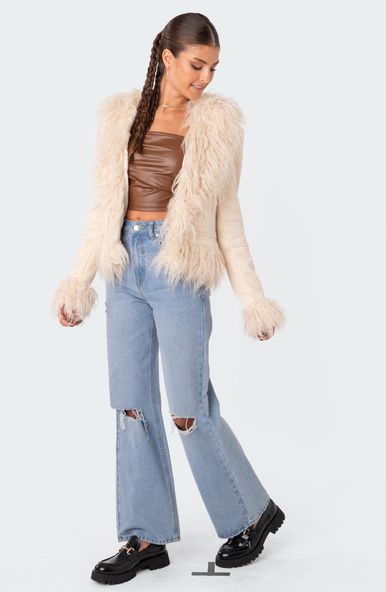 EDIKTED Faux Fur Trim Coat, Alternate, color,