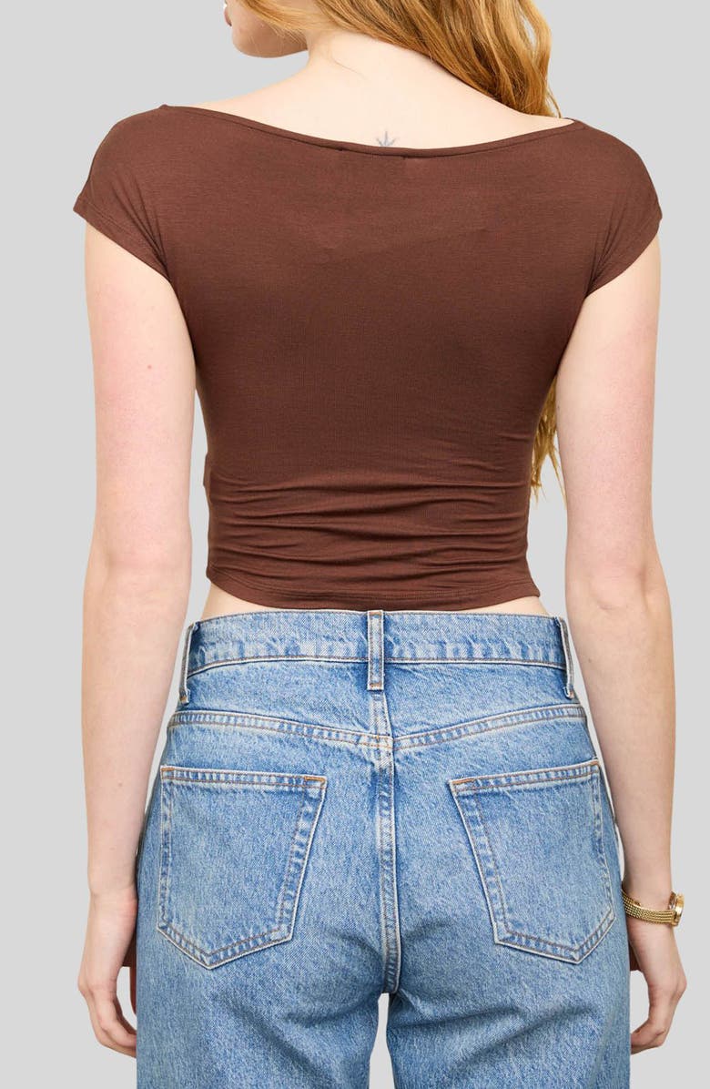 Blu Pepper Asymmetrical Top, Alternate, color, Chocolate