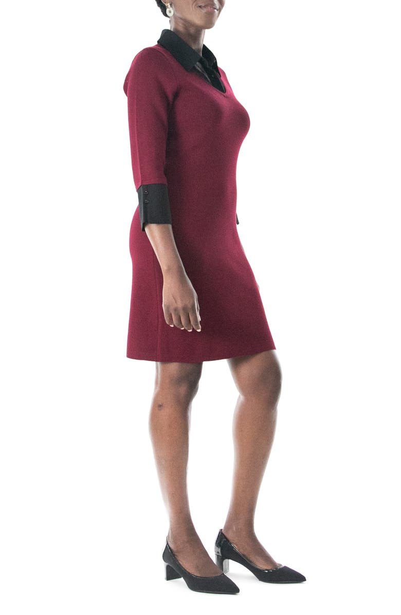 Nina Leonard Twofer Sweater Dress, Alternate, color, Wine/ Black