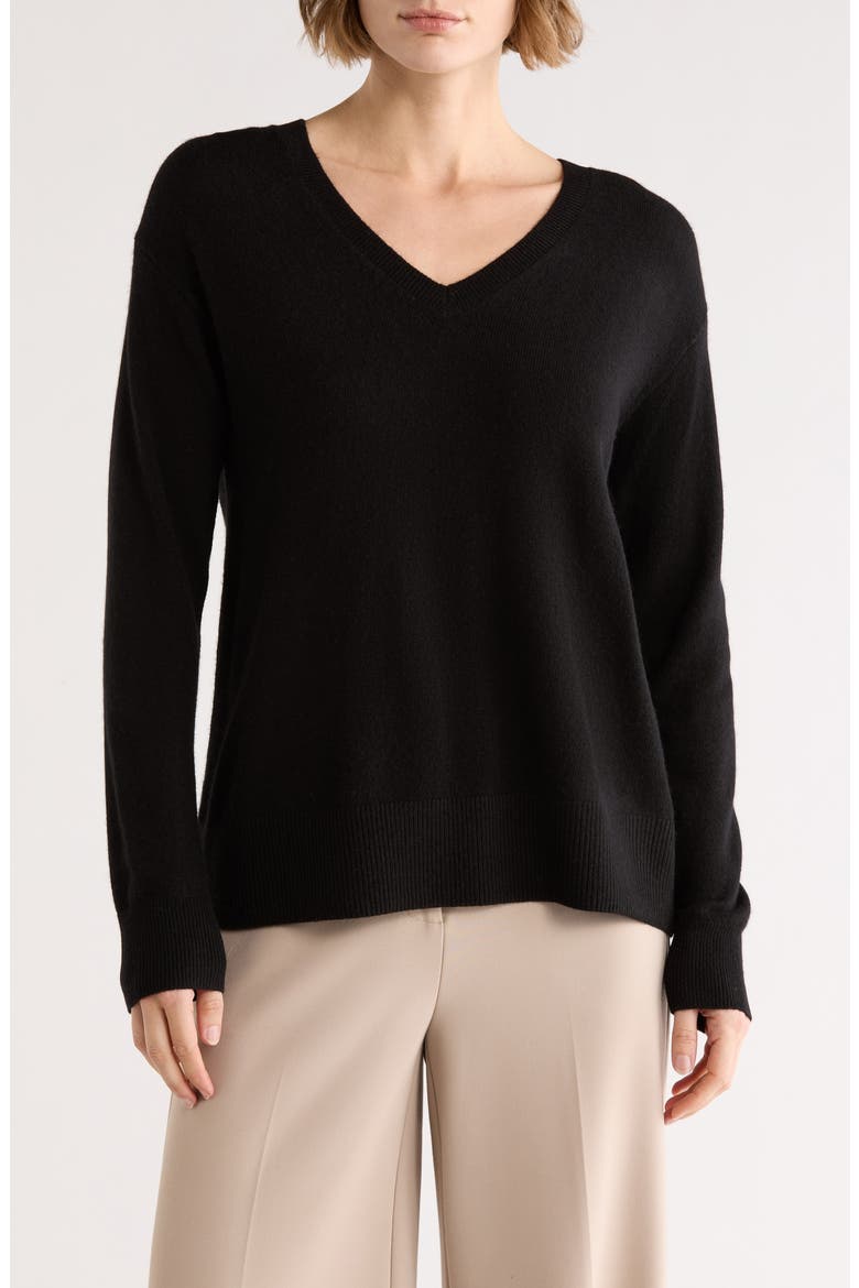 Boxy Wool & Cashmere Blend Sweater, Main, color, BLACK
