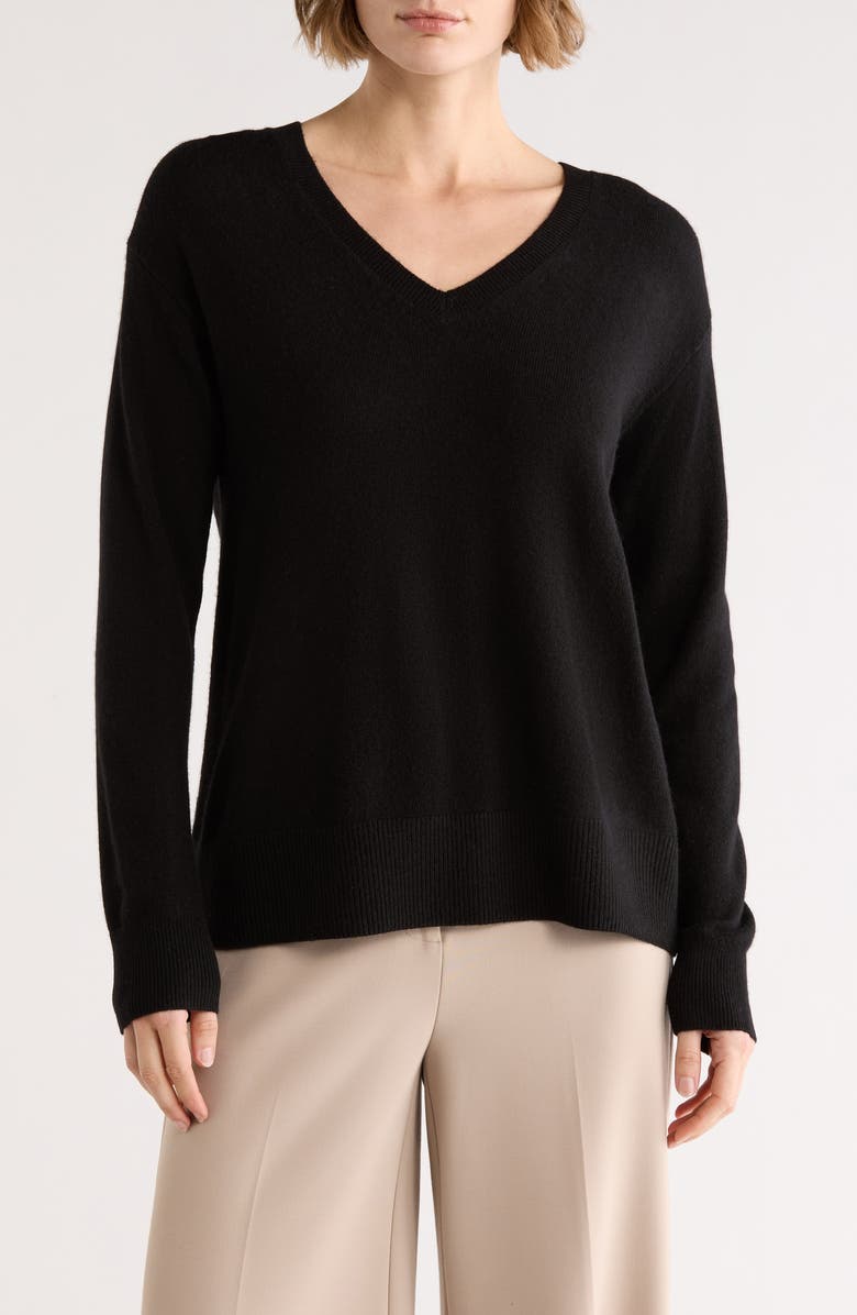 Vince Boxy Wool & Cashmere Blend Sweater, Main, color, Black