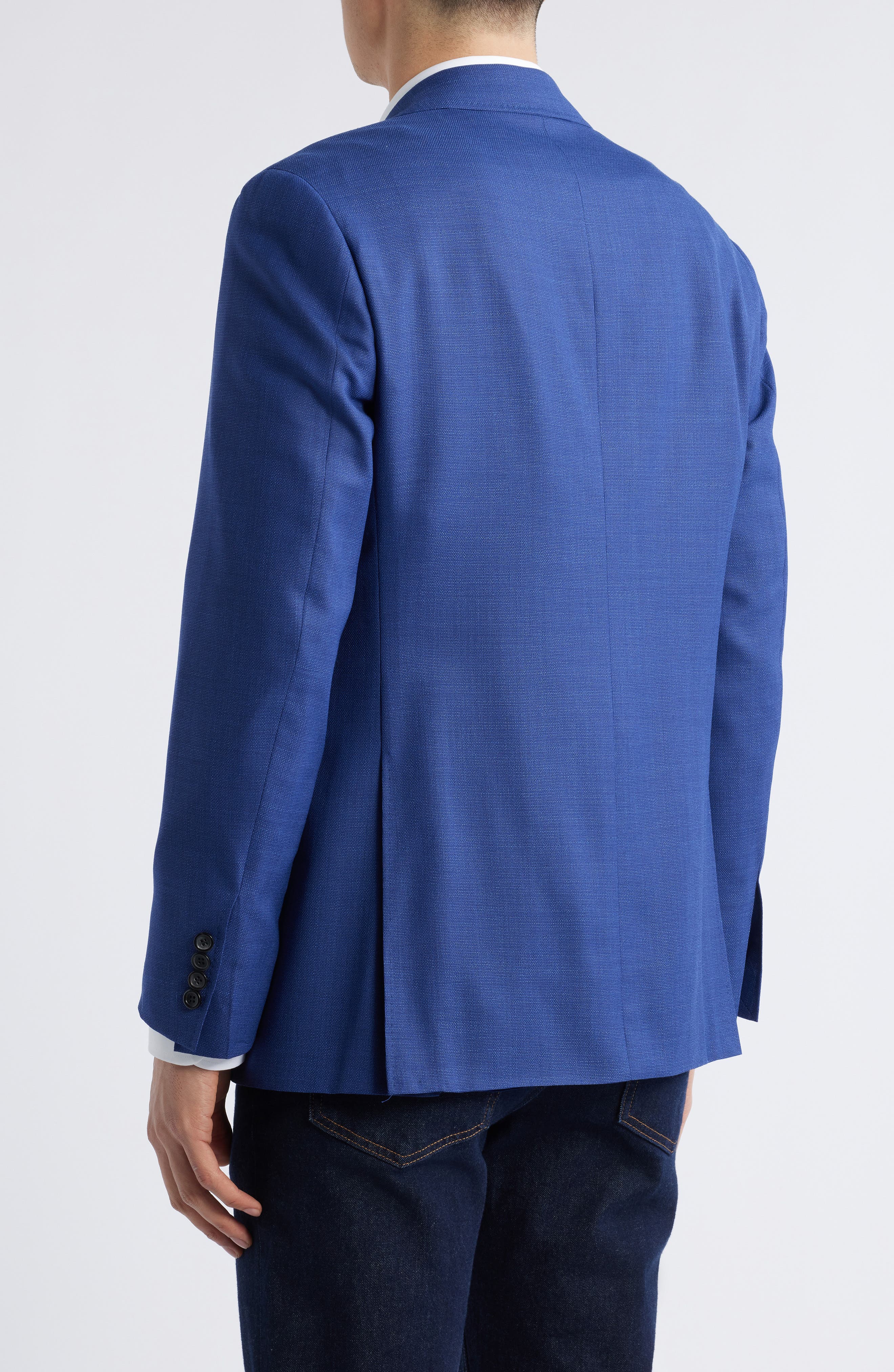 Kei Trim Fit Solid Blue Impeccabile Super 130s Wool Sport Coat - image 2