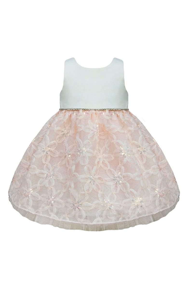 COUTURE PRINCESS Kids' Sleeveless Sequin Soutaché Embroidered Dress, Main, color, Ivory/ Blush