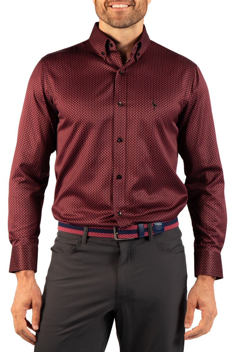 Diamond Printed Performance Shirt, Alternate, color, WINE