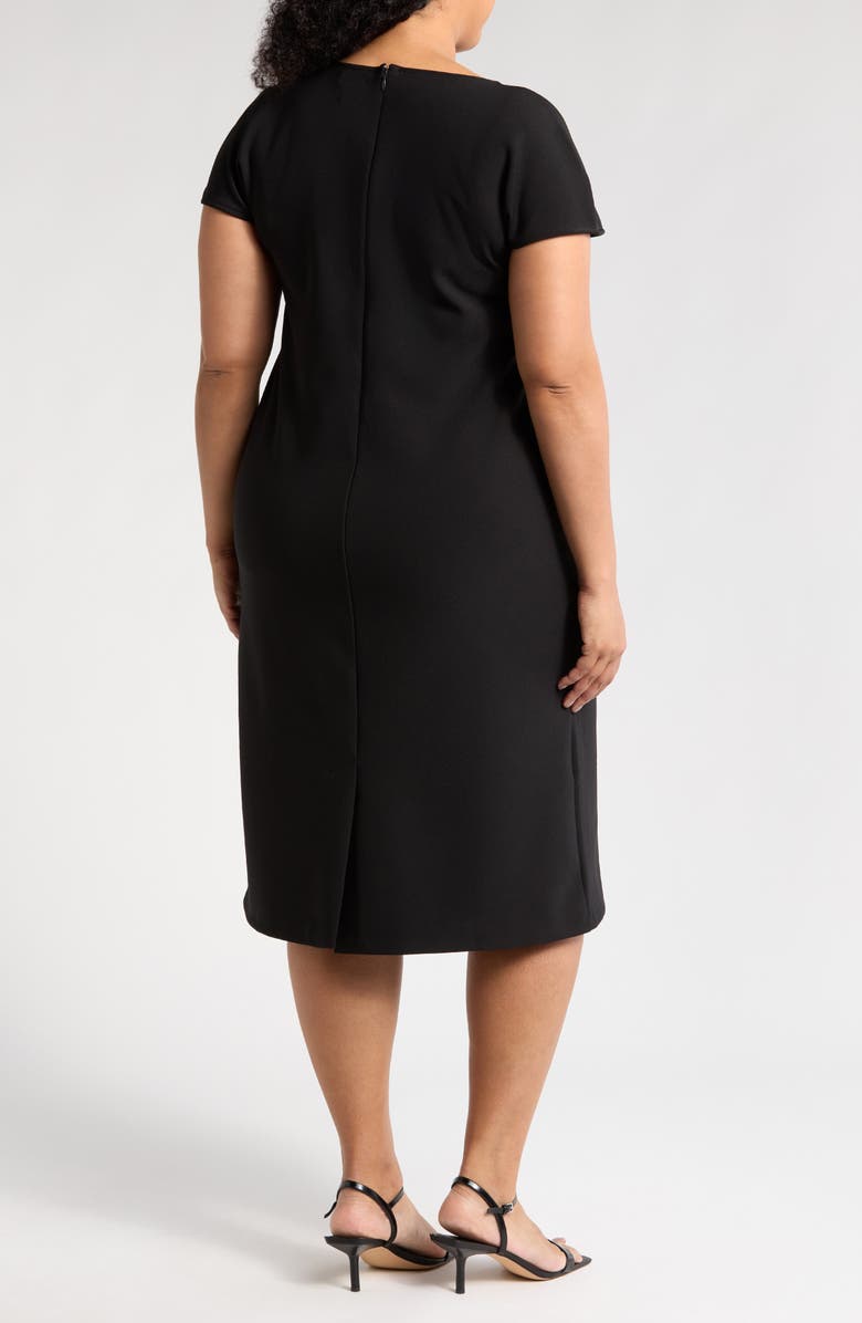 NORDSTROM RACK V-Neck Midi Shift Dress, Alternate, color, Black