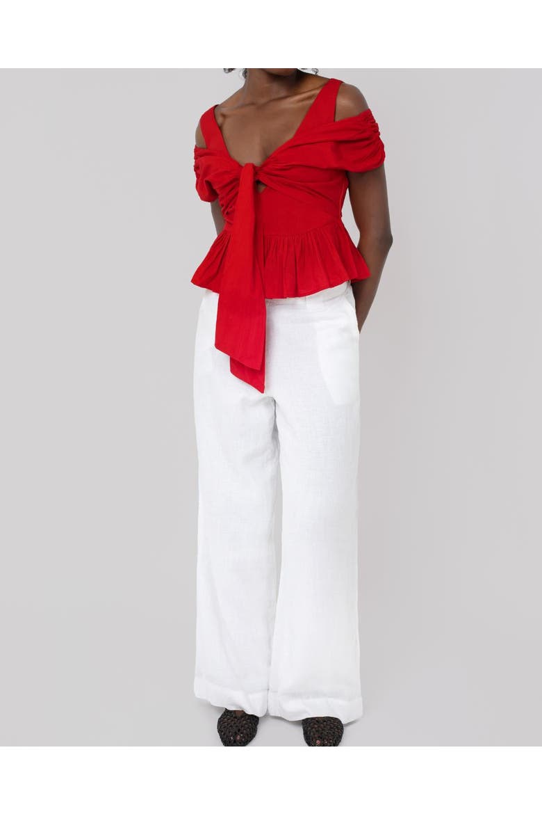 Usha Poplin Peplum Top, Alternate, color, White