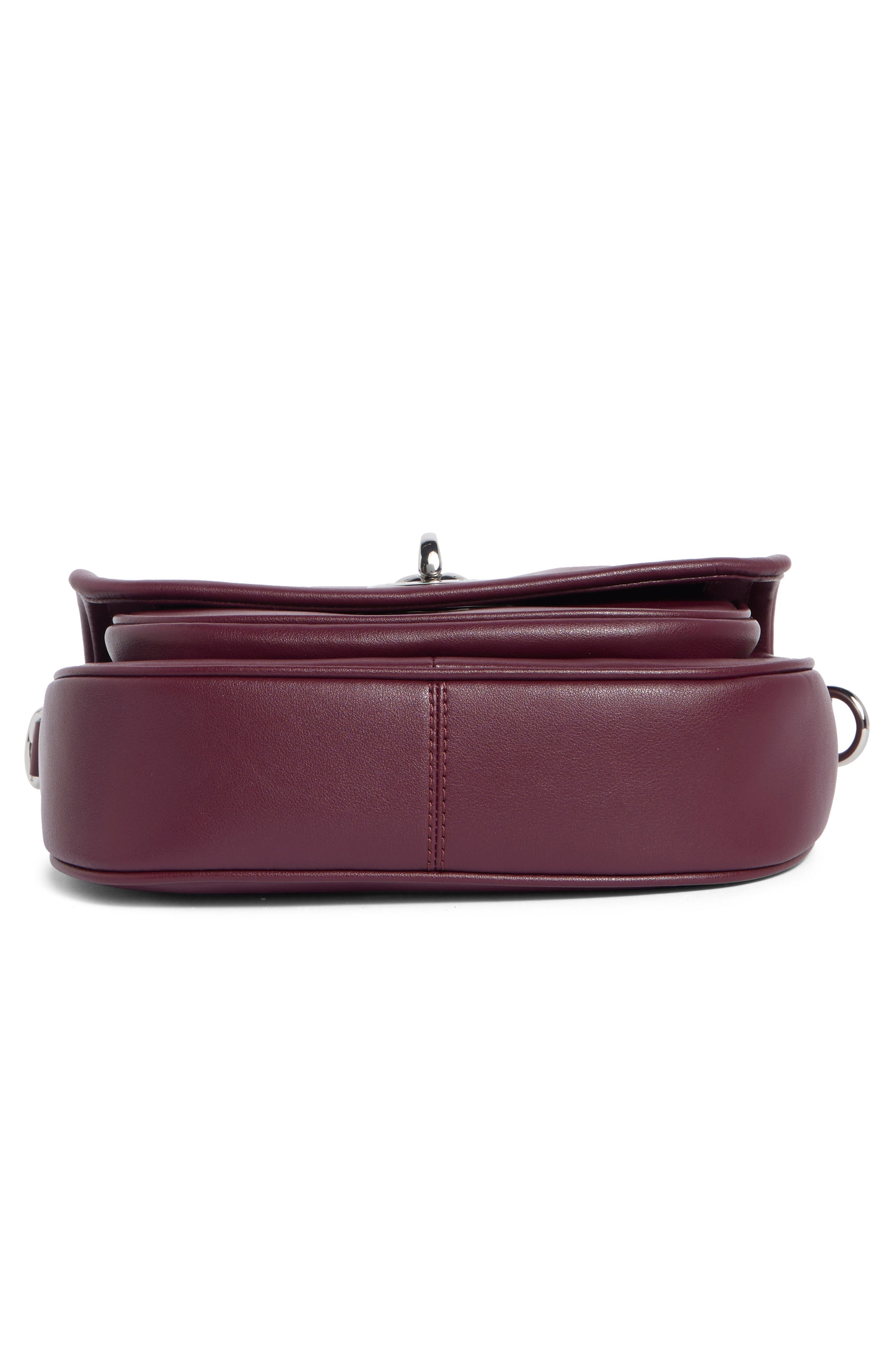 Leather Saddle Bag, Alternate, color, DARK PLUM