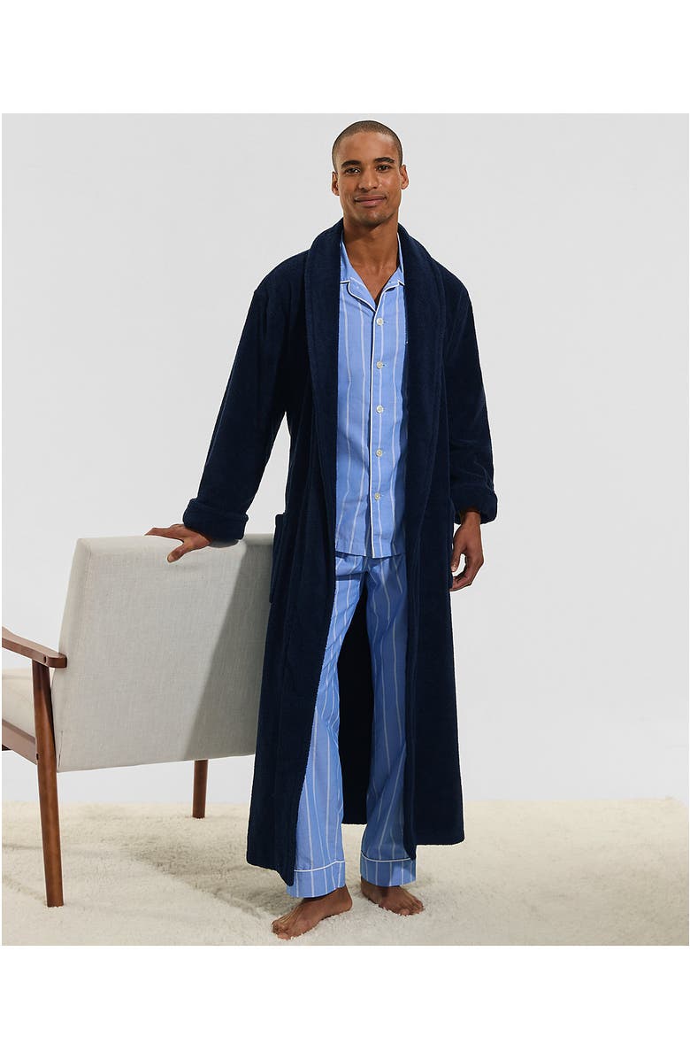 Lands' End Full Length Turkish Terry Robe, Alternate, color, Radiant Navy
