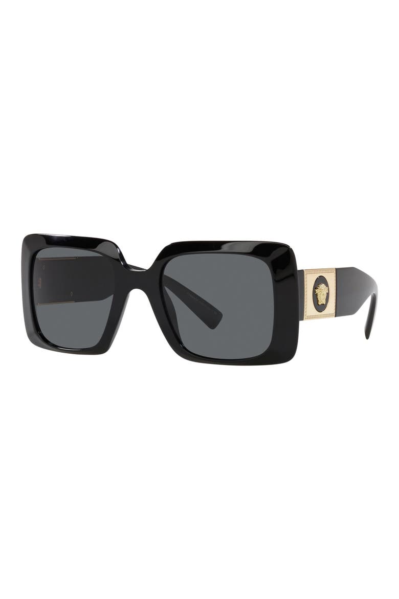 54mm Rectangle Sunglasses, Alternate, color, BLACK/ DARK GREY