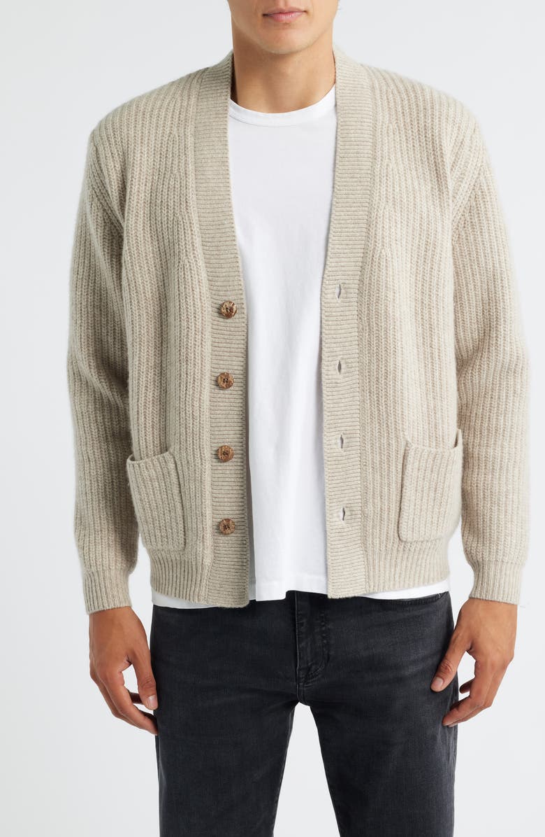 ALEX CRANE Vale Merino Wool V-Neck Cardigan, Main, color, Bone