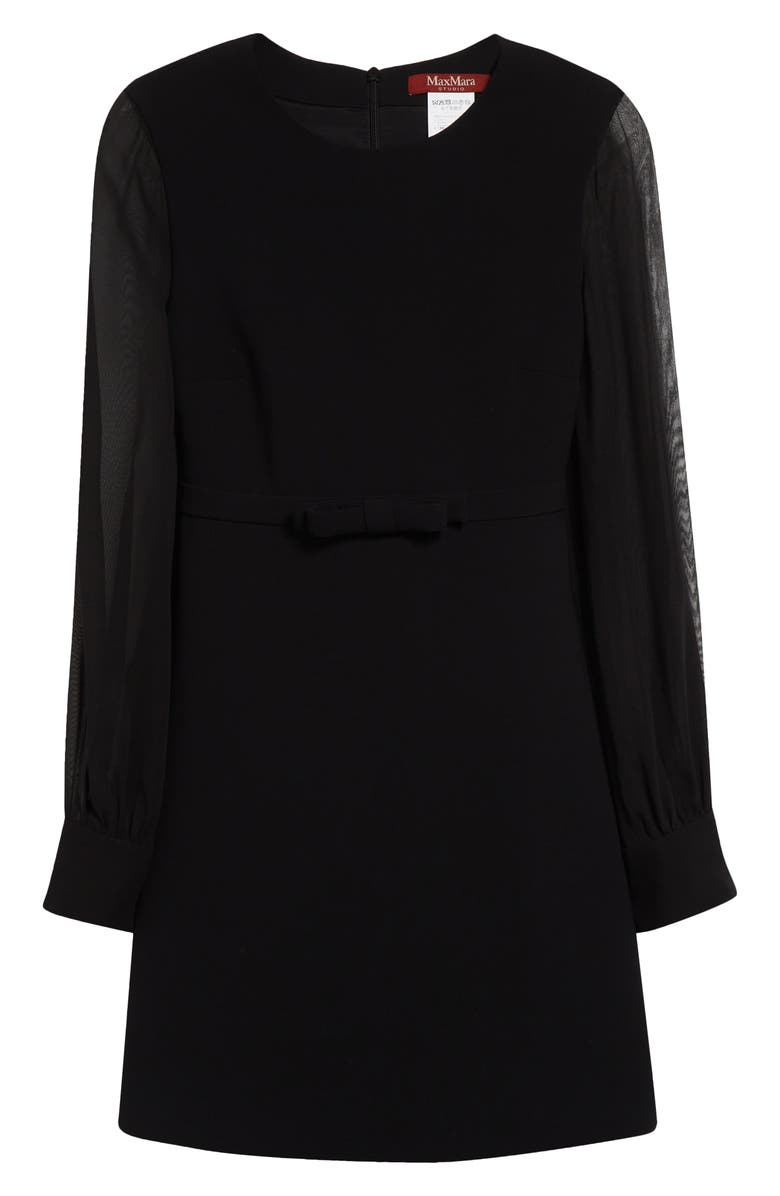 Max Mara Studio Ritmo Long Sleeve Mixed Media Minidress, Alternate, color, Black