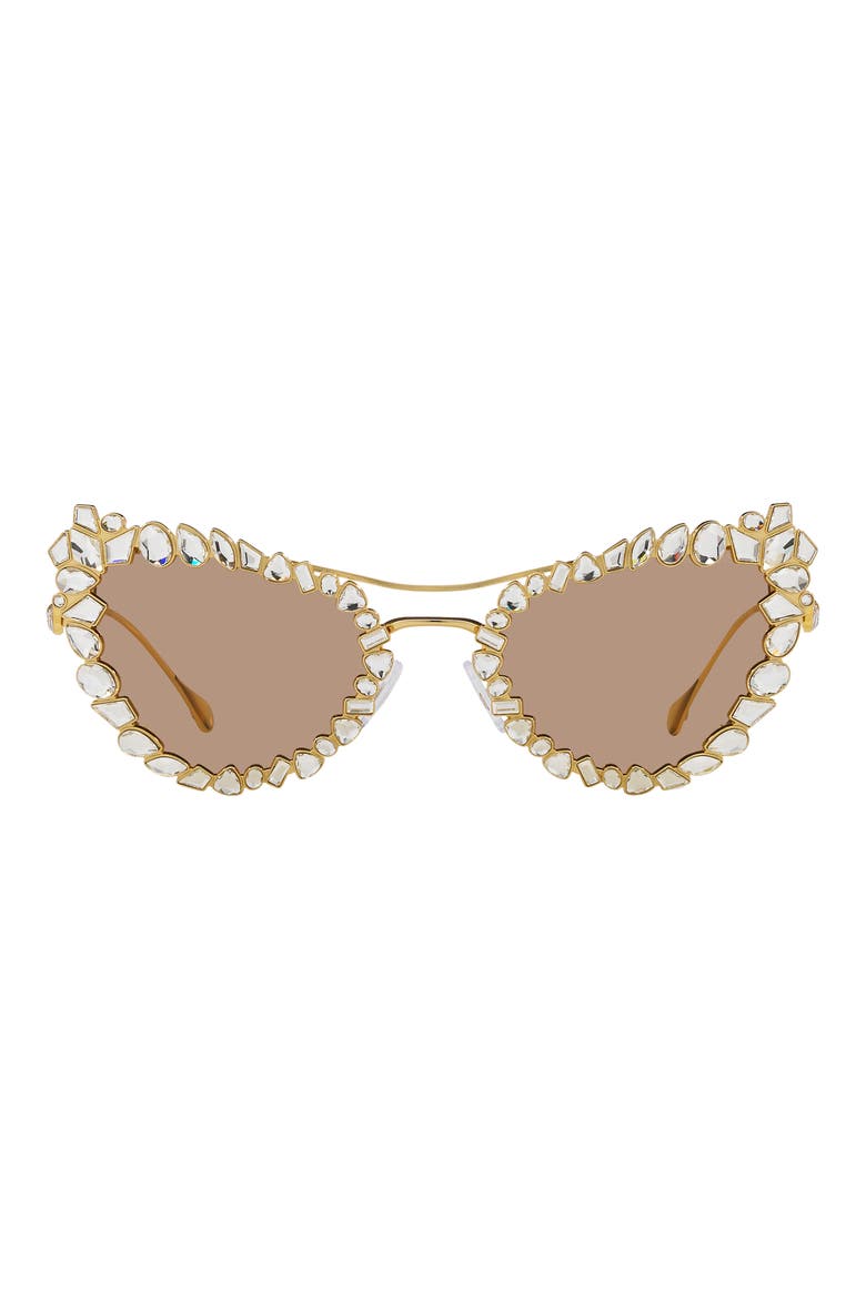 56mm Butterfly Sunglasses, Main, color, GOLD/ CLEAR/ LIGHT BROWN