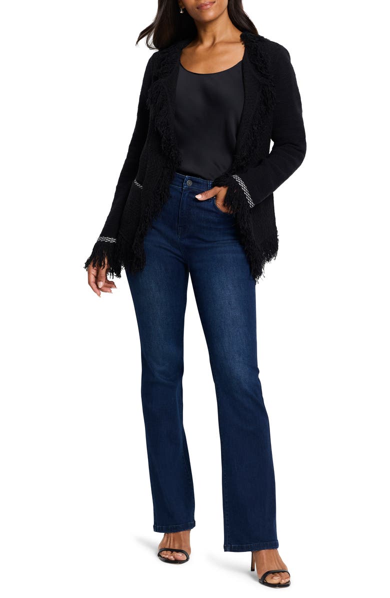 NIC+ZOE Fringe Mix Statement Knit Jacket, Alternate, color, Black Onyx