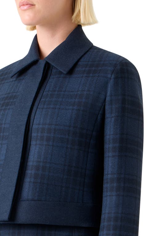 Akris Lewitt Check Wool Crop Jacket In Blue