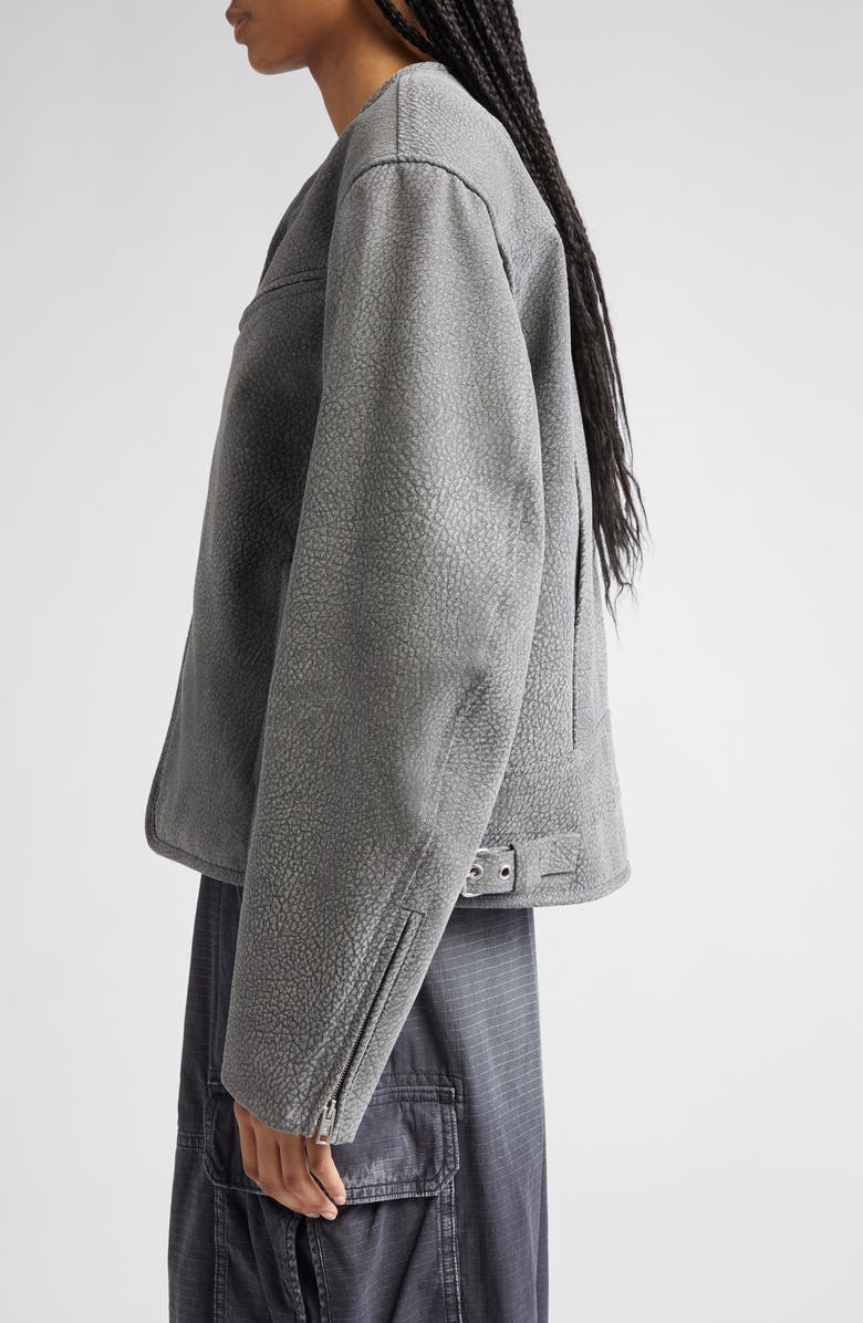 Alexander Wang Boxy Cotton Moto Jacket, Alternate, color, Grey